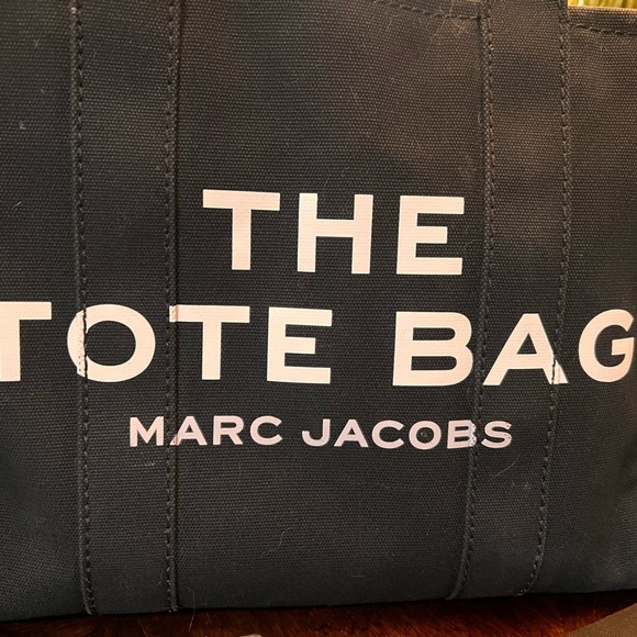 Marc Jacobs Black Canvas The Tote Bag with White Logo - Picture 2 of 9